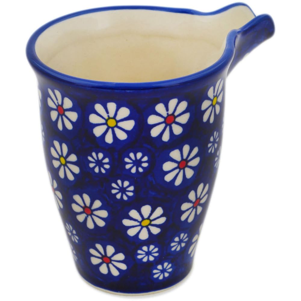 Authentic Polish Pottery Creamer Signature UNIKAT in Daisy Jazz Design Handmade in Boles?awiec Poland + Certificate of Authenticity