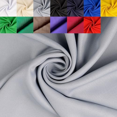 Gabardine Köper Stoff Meterware uni - robuster Polyester Twillstoff, stabiler Hosenstoff, Taschenstoff, Trenchcoat *Ab 50 cm, Farbe: 063 grau