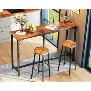 ODK 63 inch Bar Table Bar Height Pub Table Counter Height Bar Table Rectangular High Top Kitchen Dining Counter Tables with Sturdy Legs Easy to Clean Top Indoor use Rustic Brown