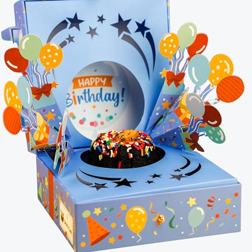 SendaCake Happy Birthday Cake Bloom Box with 3" Chocolate Chip Mini Bundt Cake â€“ Premium Birthday Gift for Women, Men & Kids â€“ Ideal Birthday Treat & Cake Box for All Occasions â€“ Fast Delivery
