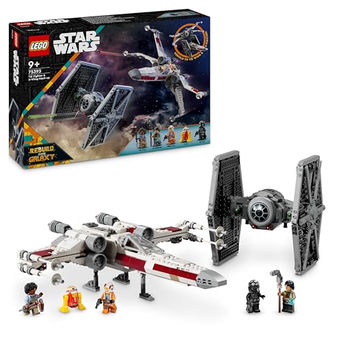 Image of LEGO Star Wars 75393 TIE Fighter and X-Wing Combinable Construction Game with 2 Spaceships, 4 Minifigures & Droid Figurine - Original Gift for Boys from 9 Years and Fans