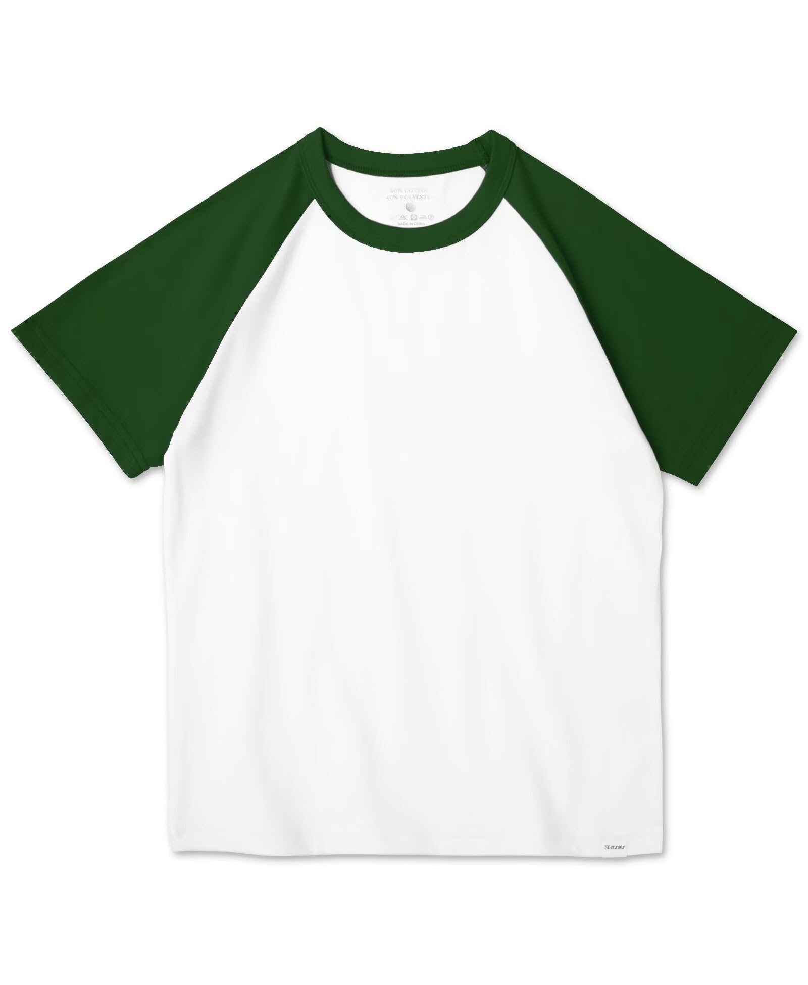 Silenroar Camiseta de manga corta raglán de béisbol para niños, mezcla de algodón, transpirable, ligera