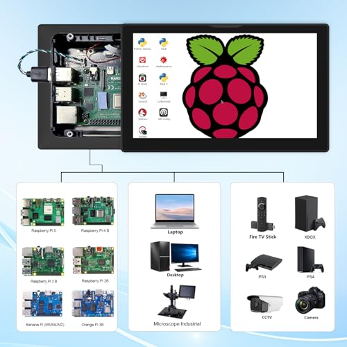 Image of 8 Inch Touchscreen for Raspberry Pi,5-Point 1280 * 800 IPS Touchscreen Portable Monitor with HDMI Interface Dual-Speaker for Raspberry Pi 5 /4B /3B+ /3B /B+ Jetson Nano Win11 /10 /8 /7(Black)