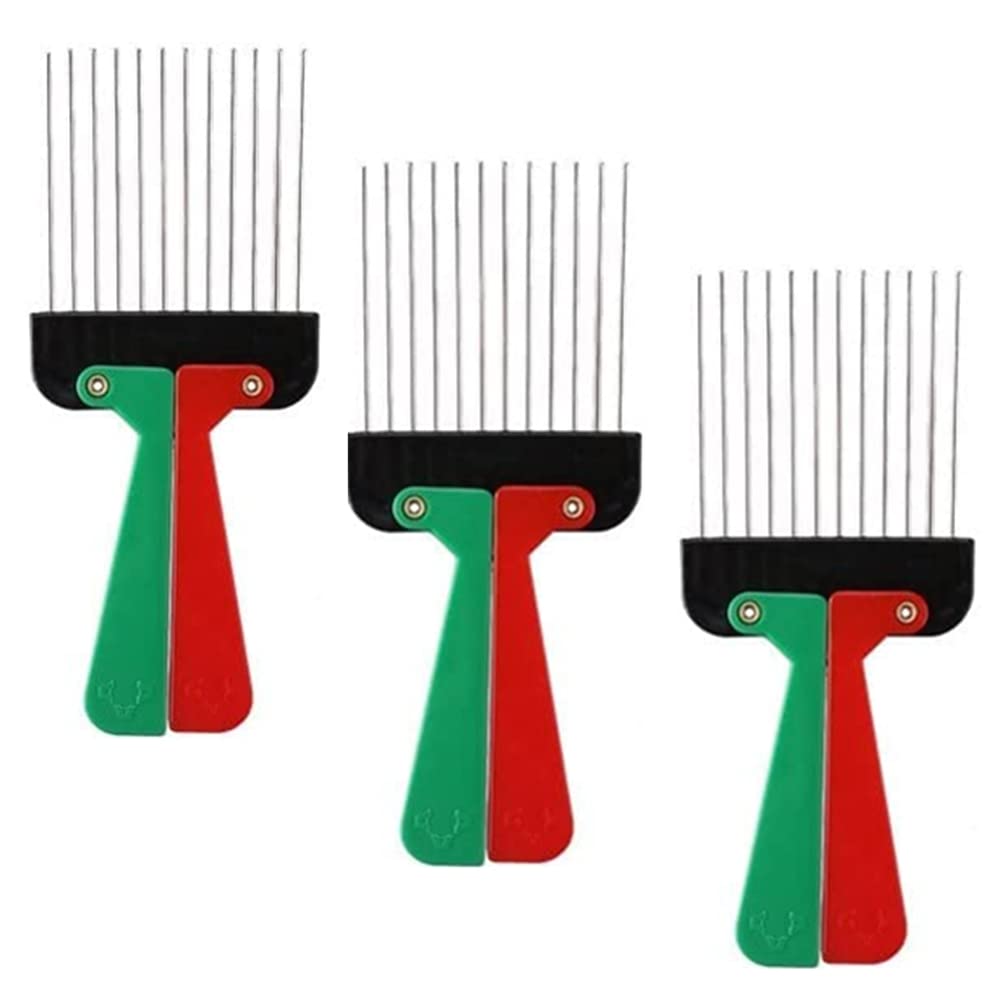 FZLANQAfro Combs, 3 Pcs Professional African Hair Comb Styling Comb, Afro Folding Hair Comb Hair Pick Comb Wide Tooth Comb Hairdressing Styling Tool for Unisex Natural Curly & Wavy Hair