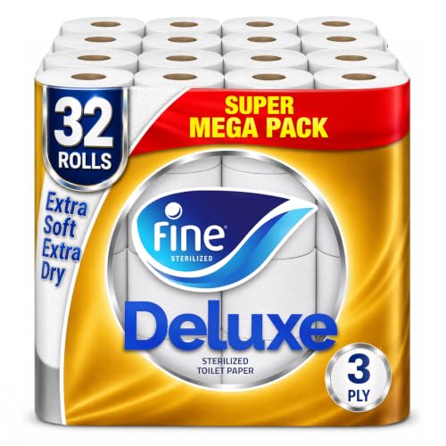 Fine Deluxe Toilet Tissues Paper 32 Rolls 140 sheets x 3 Ply