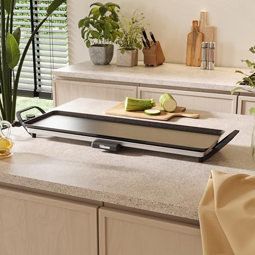 Tristar Griglia da tavolo slim L, Ampia superficie di cottura di 70 x 23 cm, Termostato regolabile, Manici rimovibili, Rivestimento antiaderente, BP-2668 - immagine 6
