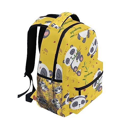 Qilmy Panda Backpack for Girls Student School Bookbag Laptop Computer Travel Daypack, Yellow2