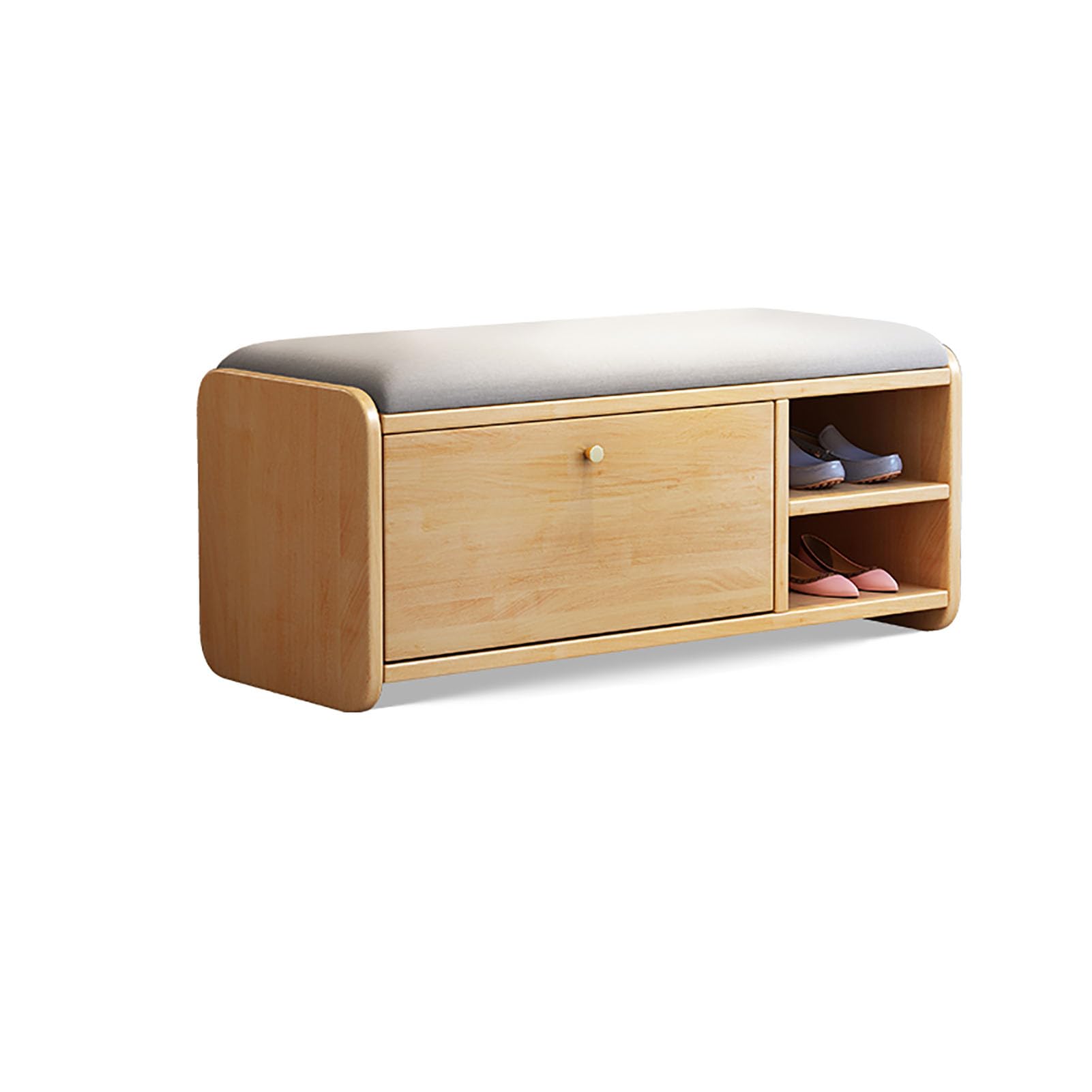 WJFTODAY Shoe Storage Bench with Padded Seat Cushion & Flip Drawers Stylish Entryway for Hallway Bedroom Closet Durable & Space Saving Design