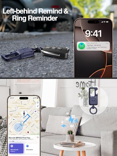 Image of Miroddi Keychain Tracker, Men's Key Chain Works with Find My(iOS Only), Heavy Duty Keychain Carabiner Bottle Opener, Car Key Chains with Finder, Anti-lost Keyrings Tracker, Rechargeable, Navy Blue