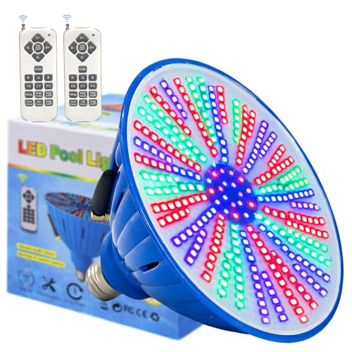 2026 Upgraded 60W LED Pool Light Bulb, E26 Base 12V Low Voltage Color Changing Pool Lights for Inground Pool, 16 Modes Remote + Wall Switch Control, Energy Saving Replacement for Hayward Fixtures