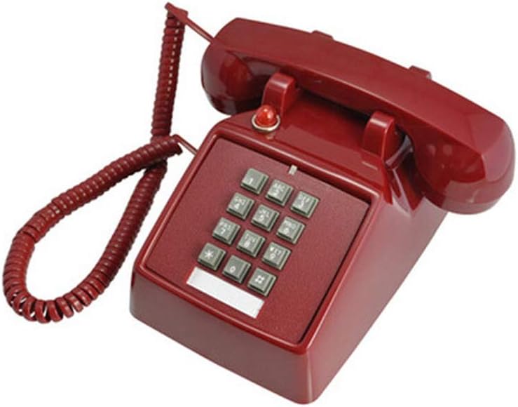 Qdid Corded Telephone 1970s Inspired Fixed-line Push-Button Retro Telephone with Classic Metal Bell Ringer (Color : Red)