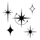 Pigort 5pcs Metal Starburst Wall Art Mid Century Modern Wall Decor Home Decoration for Living Room Living Room Kitchen Bedroom Bathroom Office Room (Black)