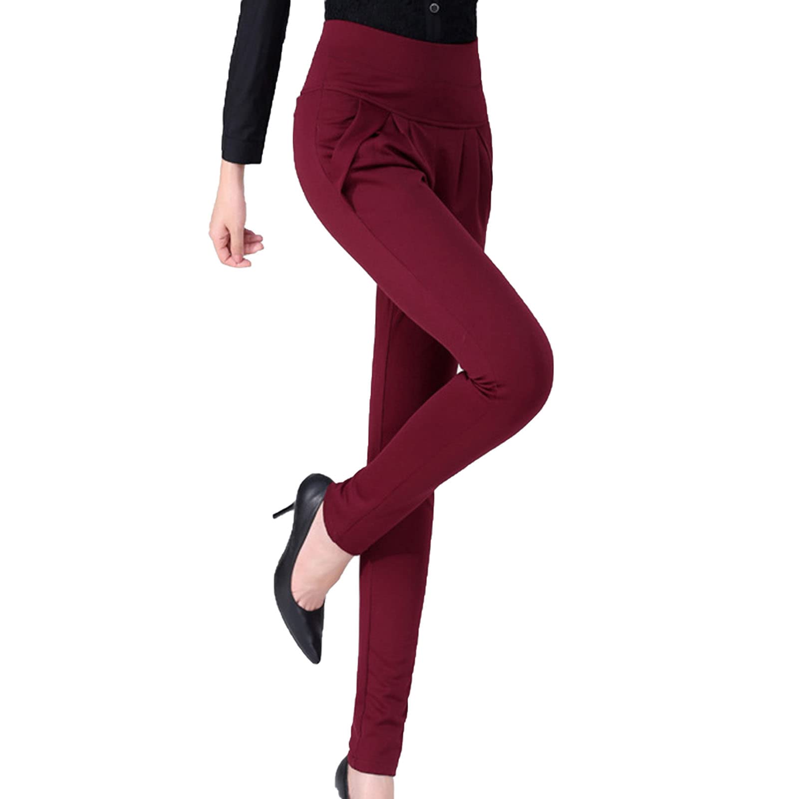 DGHM-JLMY Womens High Waist Slim Suit Pencil Pants Casual Stretch Trousers Solid Pants Elegant Elastic Waist Skinny Pants
