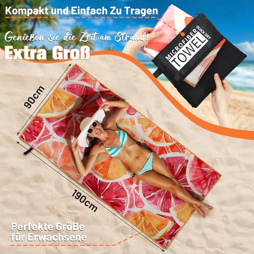 INYEEXUP Strandtuch XXL 90x180 cm Mikrofaser, Doppelseitig, Schnelltrocknend, Sandfrei, Weich und Leicht für Reise, Urlaub, Schwimmen & Camping