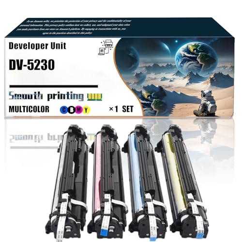Replacement Parts Developer Unit DV-5230 Compatible with Kyocera ECOSYS M5521cdw M5526cdw P5021cdw P5026cdw Printers, Contains Chip and Clear Printing (4-Pack BK/C/M/Y)