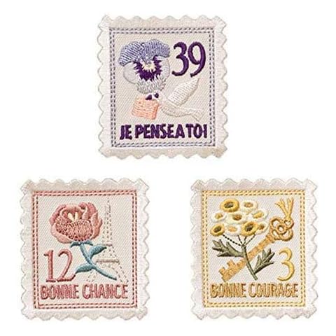 3 Pack Flower Stamp Iron On Patches for Backpacks, Hats, DIY Sew on Applique Rose Patch, Vintage Embroidered Patches for Repair Clothes, Jackets, Jeans Cover