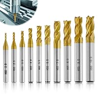 10 Stück HSS Hartmetall Schaftfräser Satz 4 Flöten Titan VHM Schaftfräser Set 2-10 mm VHM Fräser CNC Fräser für Kunststoff Metall Edelstahl Kohlenstoffstahl Aluminium Holz Acryl