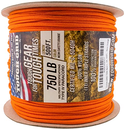 image for TOUGH-GRID 750lb Neon Green Paracord/Parachute Cord - 100% Nylon Mil-S
