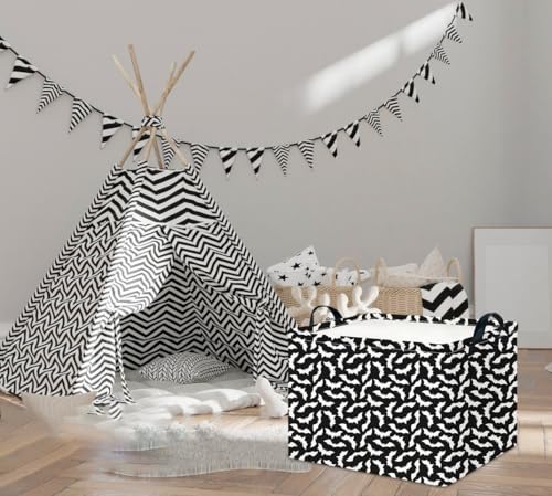 Image of CLOCOR Rectangular Storage Basket Empty,Gift Basket,Waterproof Storage Bin with Handles,Room Decor(Unique Bat)