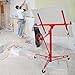 Winado 16 FT Drywall Lift Panel Rolling Hoist Jack Lifter Sheetrock, Drywall Lifting Construction Tools Caster Wheel with Adjustable Telescopic Arm, Red