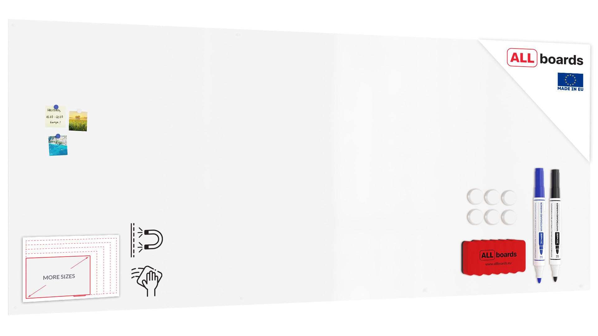 ALLboards Magnetplatte, Musterstück, A4-Format 300×120, magnetisch und trockenabwischbar