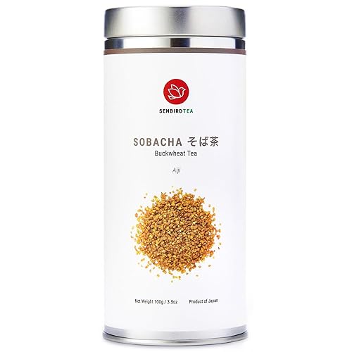 Senbird Sobacha prémium - Té de trigo sarraceno japonés de Soba - De Hokkaido - Hoja suelta en lata de té hermética (3.5 oz/100 g)