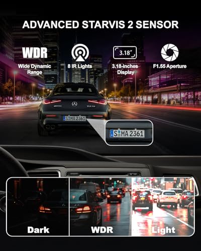 Image of Front and Rear Dash Cam, 4-Channel 360 Full Coverage Car Camera with Starlight Sensor Night Vision, GPS, 5.8GHz High-Speed WiFi, 24H Parking Monitor, G-Sensor, 170 Wide Angle, 128GB SD Card Included