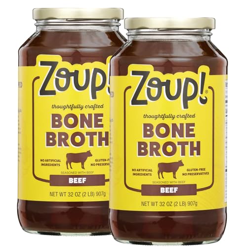 Beef Bone Broth by Zoup! Keto-Friendly, Gluten Free, Sugar Free, Non-GMO Clear Broth - Great for Stock, Bouillon, Soup Base or in Gravy - 2-Pack (32 oz)