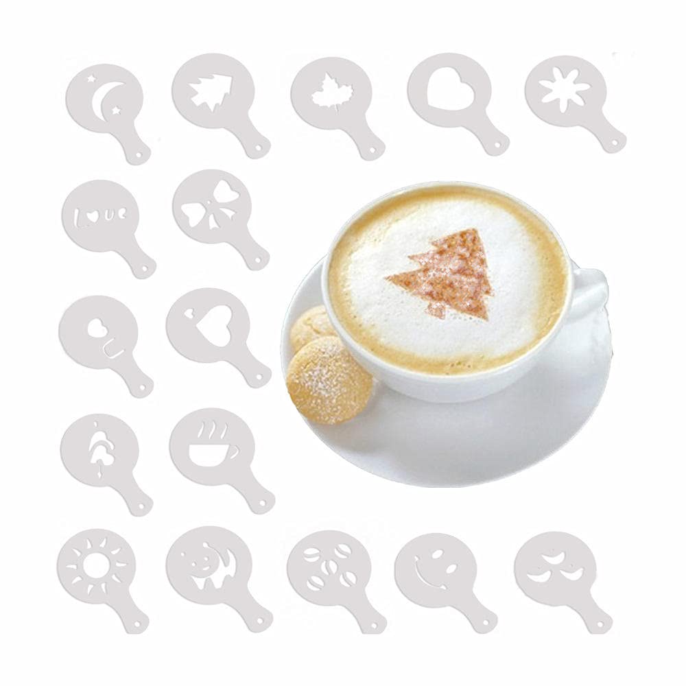 Szablony Do Kawy Szablon Do Ciasta Szablon Do Kawy16 Sztuk Coffee Cake Mold Fancy Coffee Cake Dekoracji Plastikowy Model Kawa Dekoracja Narzędzie Cappuccino Latte Formy