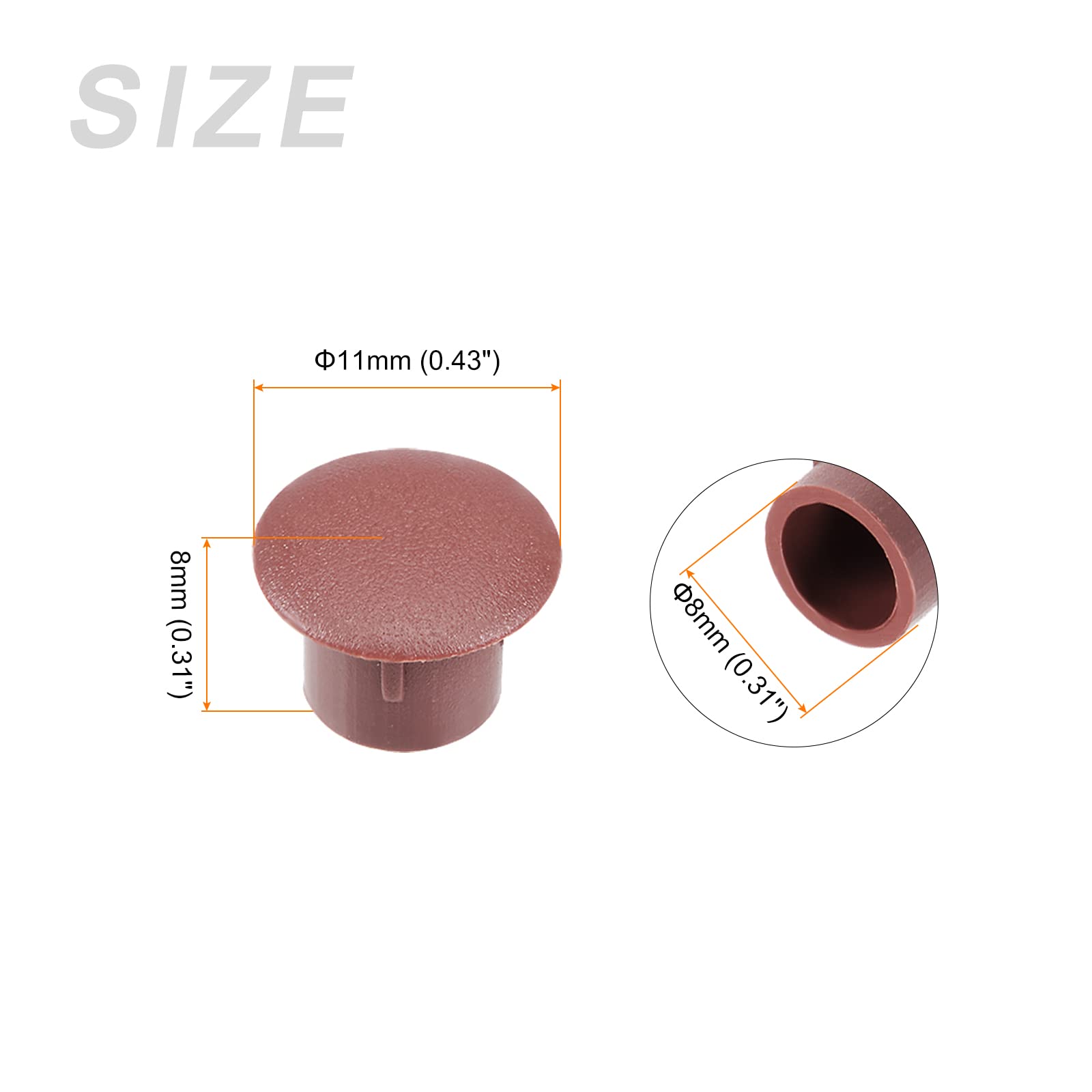METALLIXITY Screw Hole Plugs (8mm Dia x 11mm Cap Dia x 8mm H) 20Pcs, Plastic Shelf Peg Cap Cover Button - Image 2