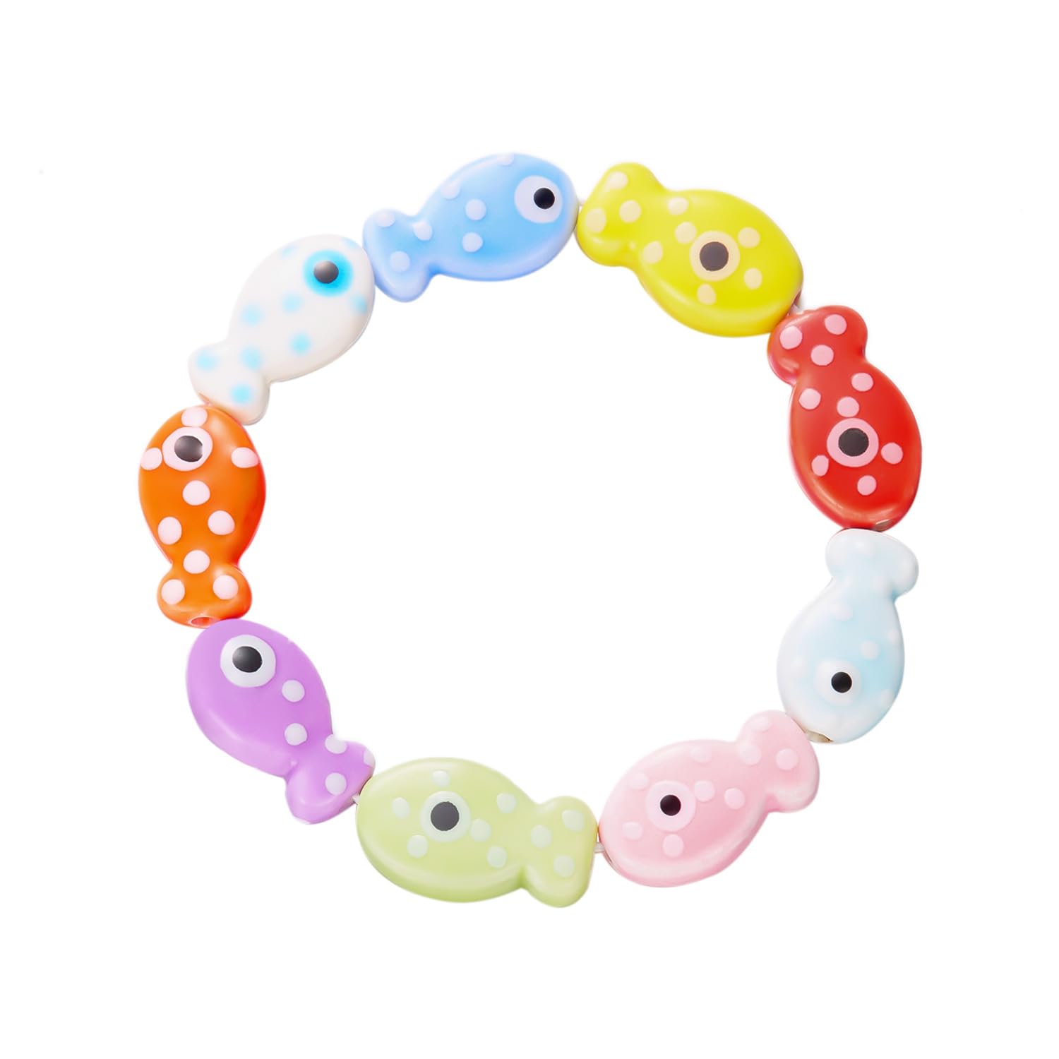 Bohemian Colorful Fish Beaded Bracelet for Women Men Ceramics Cute Fish Stretch Bracelet Summer Beach Party Jewelry Gift For Surfing Lover