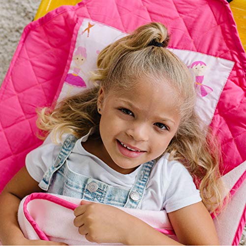 Image of Wildkin Modern Kids Nap Mat with Pillow for Girls - Soft & Cozy Cotton Blend, Elastic Straps, Toddler Sleep Mat for Daycare, Preschool, Kindergarten & Travel, Ages 3-7, Machine Washable - Ballerina