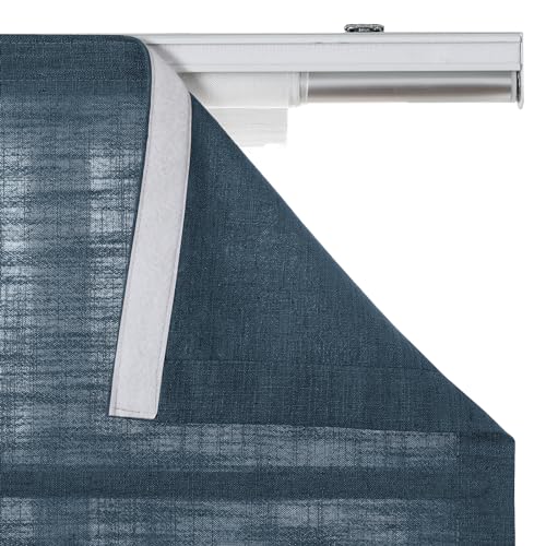 Image of TWOPAGES Liz No Drill Cordless Roman Shades Linen Textured Roman Blinds for Windows, Custom Made Room Darkening Blackout Roman Window Shades, Hardware Included, Aegean Blue, 1 Piece