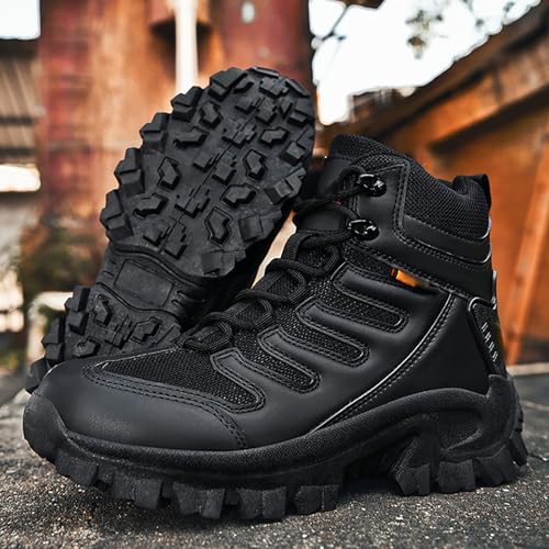 Youthful flying Tactical Military Boots for Mens Combat Patrol Airsoft Boots Outdoor Walking Hiking Boots Breathable(Size:39 EU,Color:Black) - Image 2