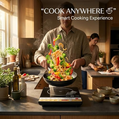 Image of Drumstone 𝟏𝟓 𝐘𝐄𝐀𝐑𝐒 𝐖𝐀𝐑𝐑𝐀𝐍𝐓𝐘 Portable Infrared 2000W, Electric Stove with Touch Panel, 4-Digit Display, Timer & 8 Heat Settings, Compatible with All Utensils, Fast Heating