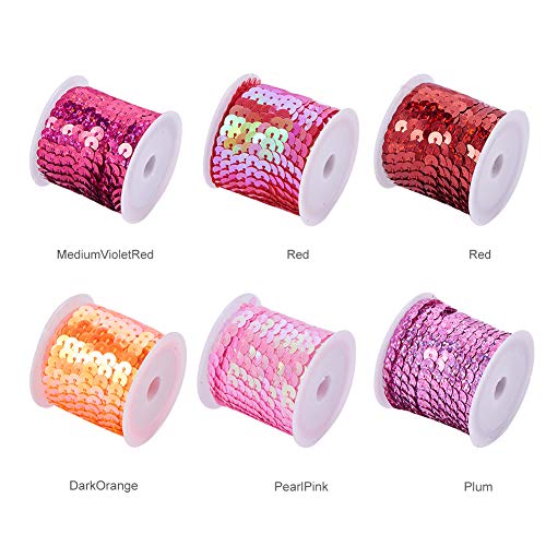 Ph Pandahall 30 Yards Flat Sequin Strip, 6Mm Spangle Flat Sequins Trim Paillette Spool String Metallic Shiny Trim Sewing Paillette String For Mermaid Dress Embellish Headband Halloween Costume (Red) #TOP1