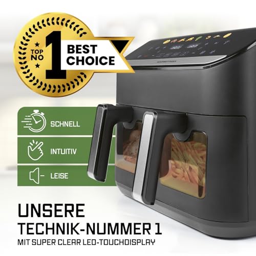 Friteuse 9 L GOURMETmaxx AirGenius pour cuisiner deux aliments sans mélanger