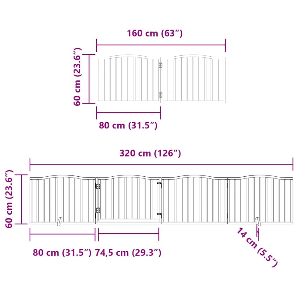 10-TLG. Puerta plegable para perros de madera de álamo de 800 cm con puerta y patas de apoyo, independiente para interior y exterior, protección segura para cachorros y perros pequeños