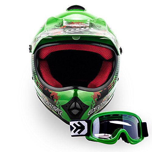 ARMOR Helmets AKC-49 Set Casco Moto-Cross DOT certificado, Bolsa de transporte, S (53-54cm), Verde