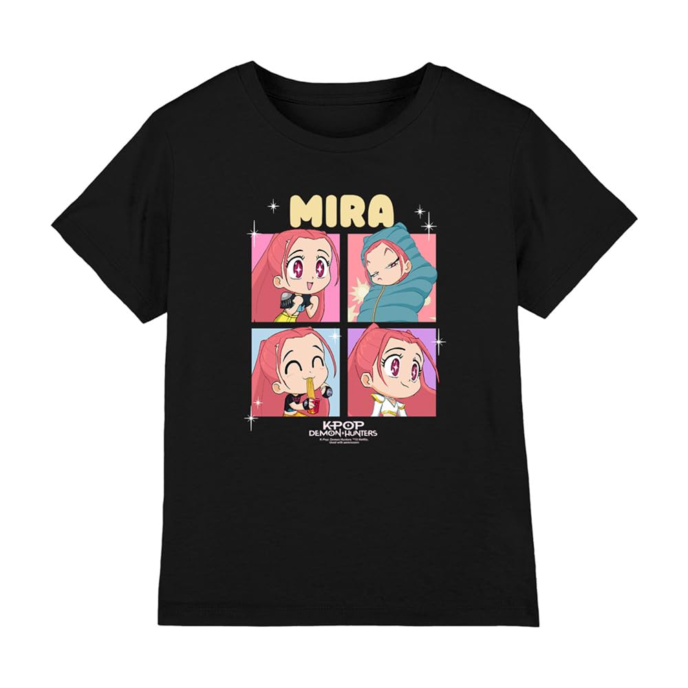 Kpop Demon Hunters - Huntrix Mira Chibi Boxes Kids T Shirt, Black, 7-8