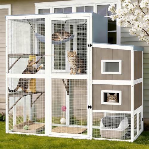 PetsCosset Large Catio Outdoor Cat Enclosure Large Cat House for Multiple Cats,…