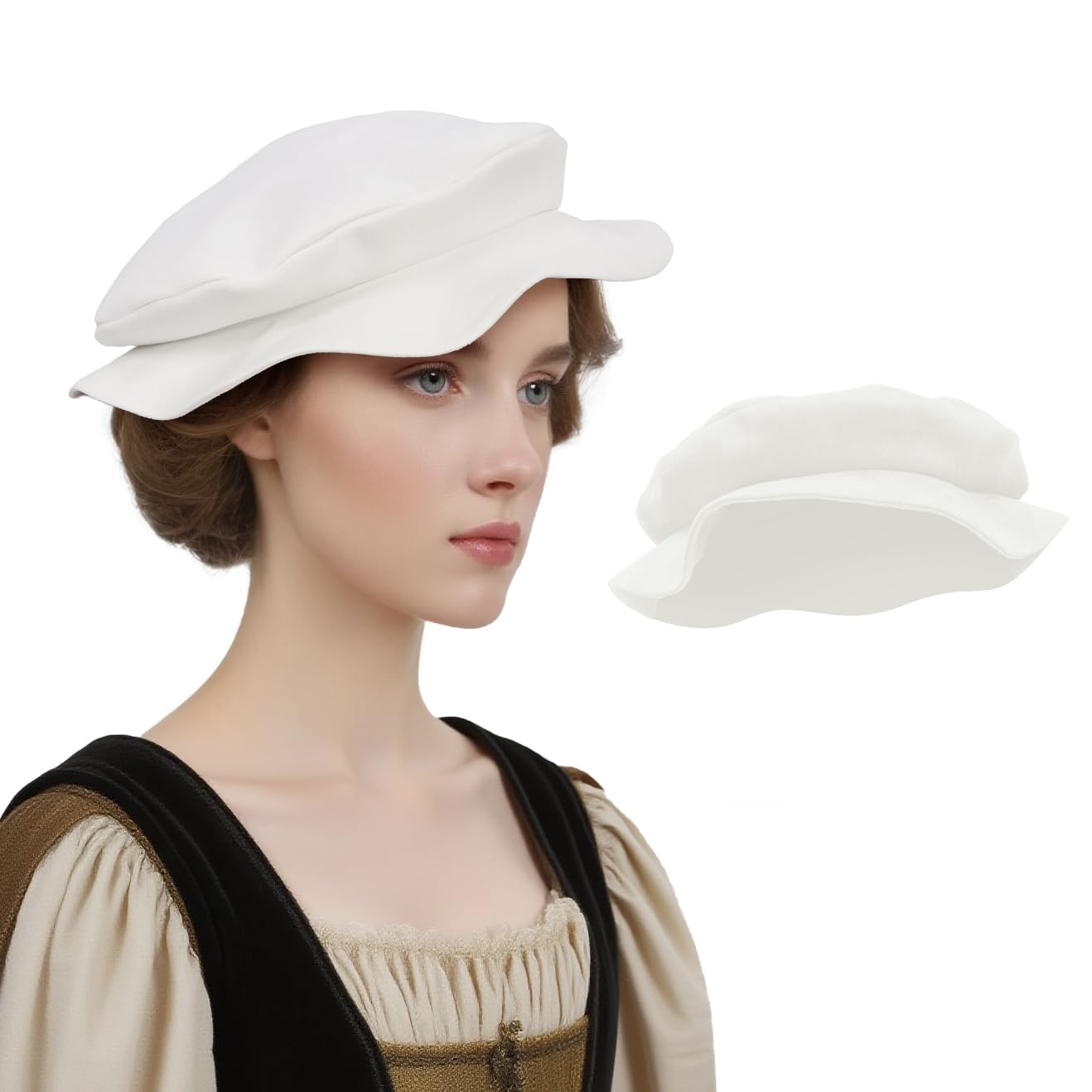 PROCOS Renaissance Tudor Flat Beret Hats for Women French Beret Hats Painter Cap Classic Medieval Costume Men