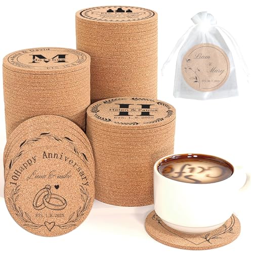 Sottobicchieri personalizzati in sughero alla rinfusa con logo matrimonio personalizzato sughero legno naturale inciso bevanda per bomboniere matrimonio