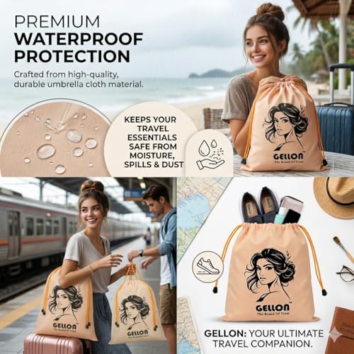 Image of Gellon Water Proof in Umbrella Cloth Shoes Bag for Travel & Storage Travel Organizer for Women & Men Travel Accessories Shoes Cover Pouch for Travel Essentials in 4 Colors (Pink, Pack of 1)