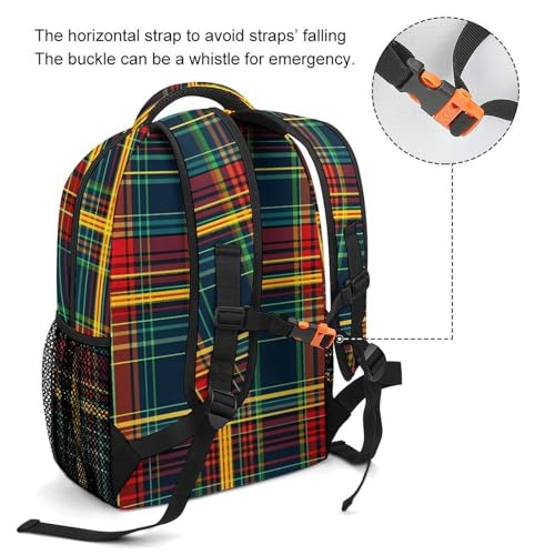 Red Scottish Tartan Plaid Funny Backpack Casual Daypack Lightweight Shoulders Bag for Men Women Cute Print3
