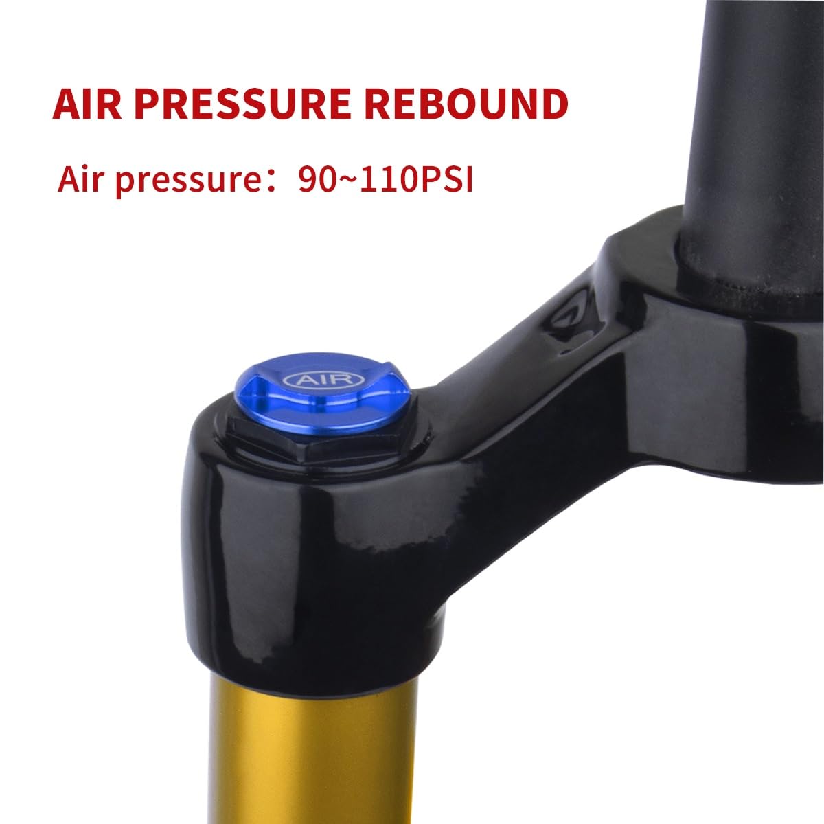 Forcella Anteriore MTB Air Suspension 26" 27.5" 29" QR 9 * 100mm per Bicicletta, Tubo Dritto, Escursione φ28.6mm, Freno a Disco da 100mm, smorzamento in Estensione per Mountain Bike
