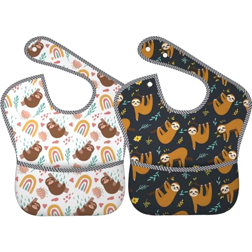 Image of Qwalnely Bibs Cute Baby Stuff 2Packs for 6-24 Months Waterproof Washable Fabric