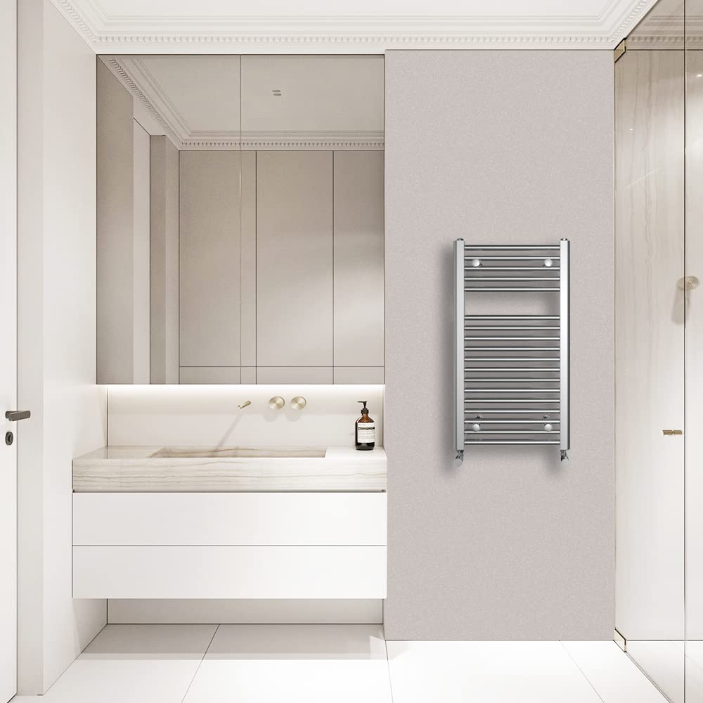 Warmehaus Straight Heated Towel Rail Radiator Ladder Chrome 800x450mm Central Heating Radiators for Bathroom Kitchen