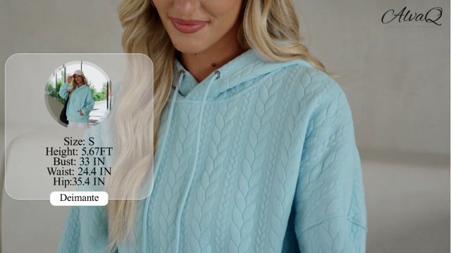 AlvaQ Womens Fall 2024 Oversized Quilted Hoodies Sweatshirts