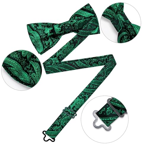 Set de corbata de moño ajustable con pañuelo y gemelos miniatura 3